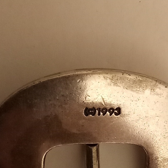 VINTAGE Sterling Silver Engraved  Belt Buckle PD - Picture 3 of 7